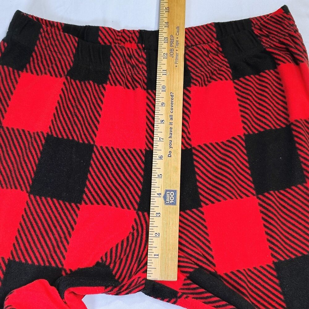 Holiday Time Sz M Red Black Buffalo Plaid Fleece Pajama Pants Christmas - Picture 8 of 14